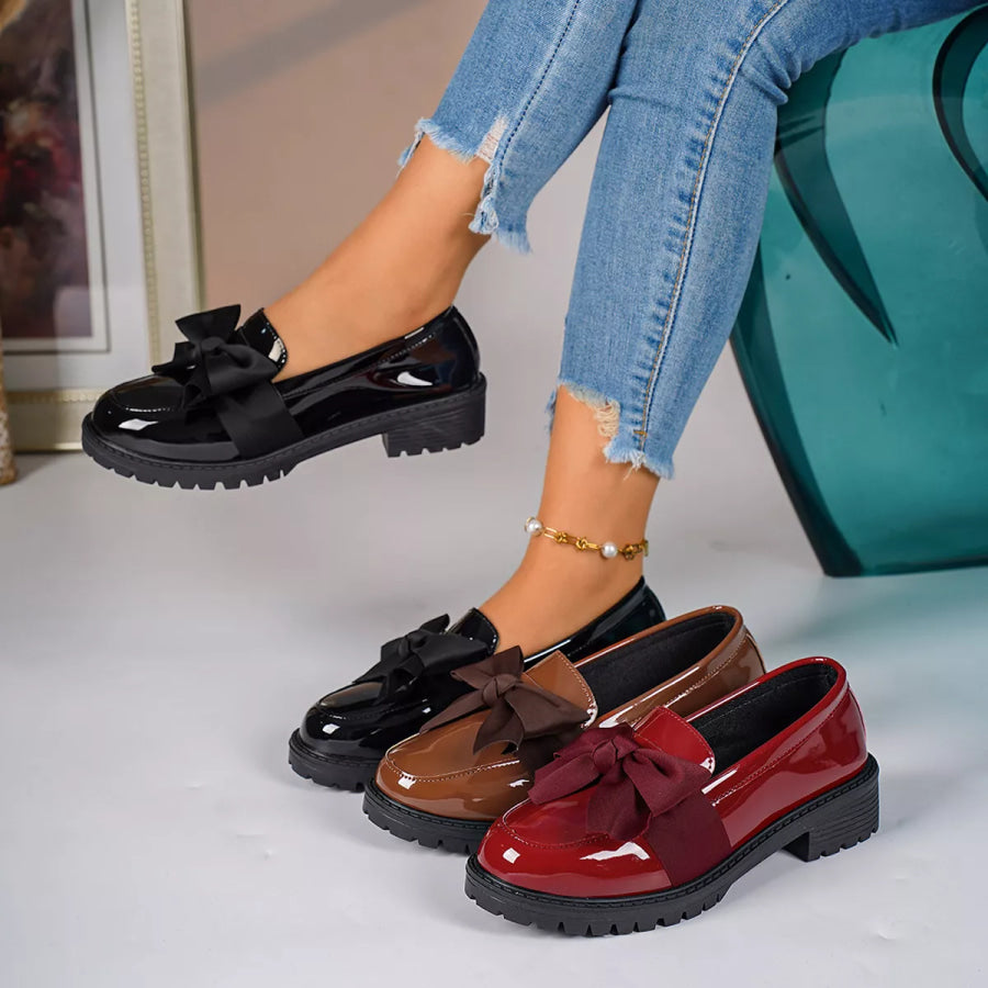 Bow Round Toe Loafers Apparel and Accessories