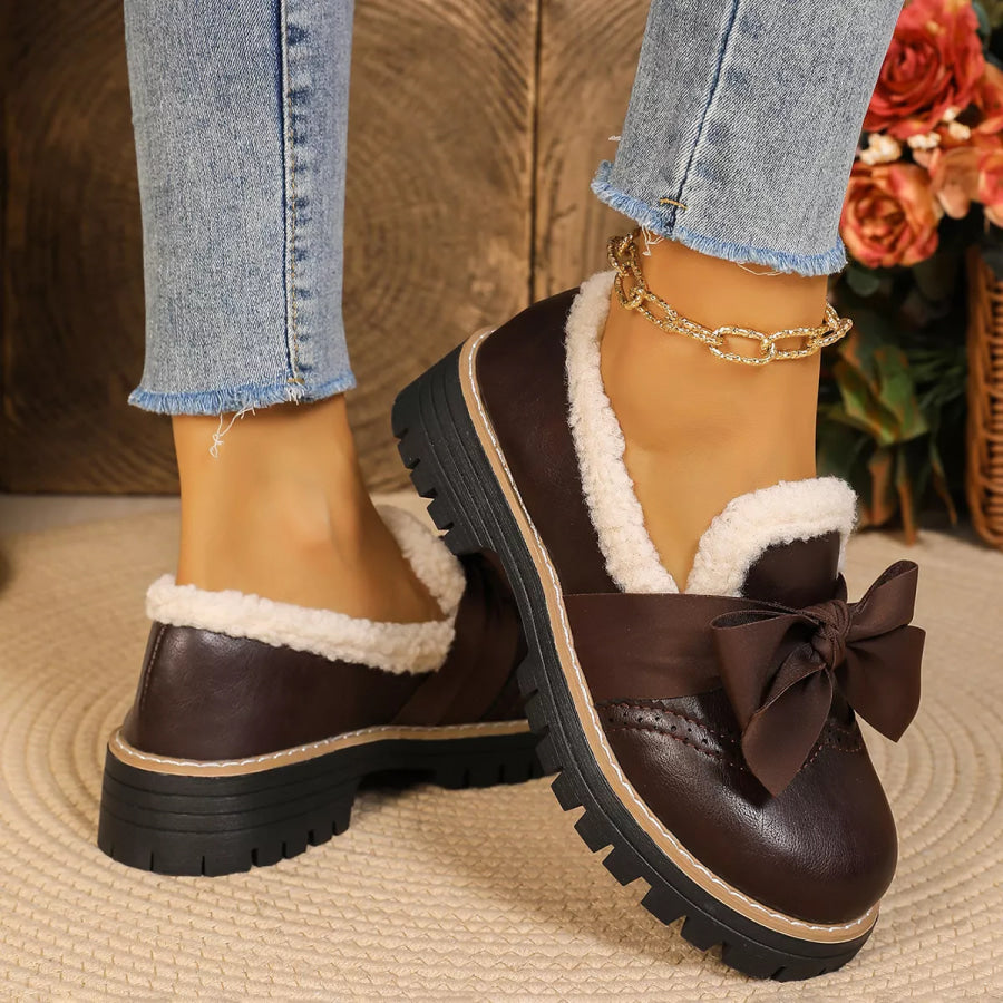 Bow Round Toe Loafers Apparel and Accessories
