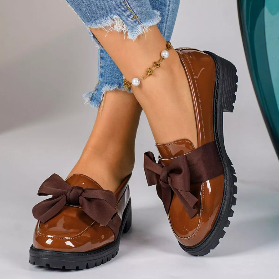 Bow Round Toe Loafers Apparel and Accessories