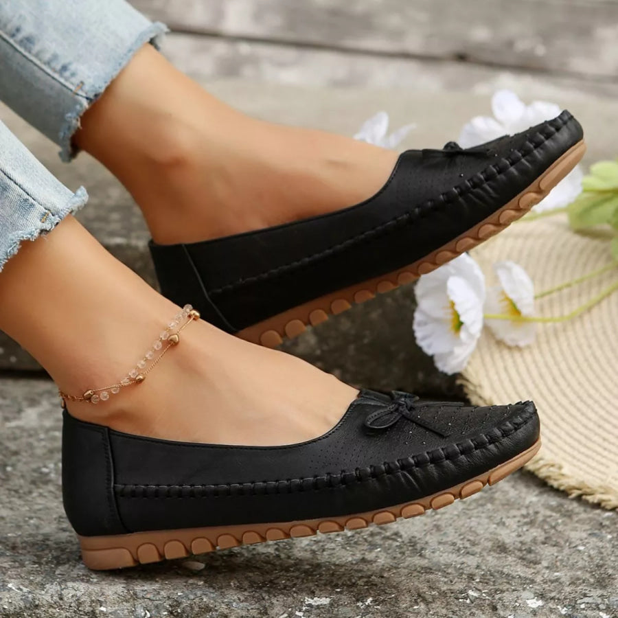 Bow Round Toe Slip-Ons Apparel and Accessories