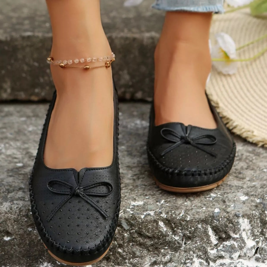 Bow Round Toe Slip-Ons Apparel and Accessories