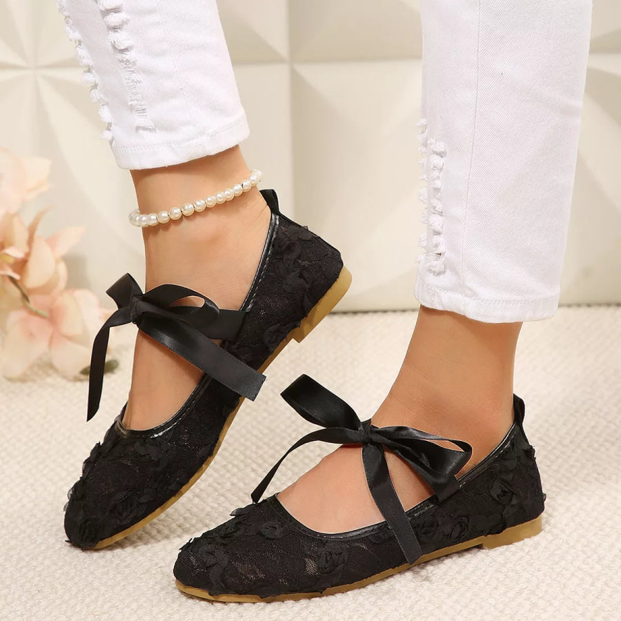 Bow Round Toe Slip-Ons Black / 36 Apparel and Accessories