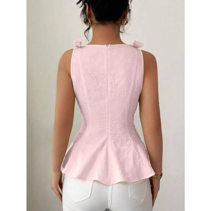 Bow Shoulder Peplum Tank Apparel and Accessories