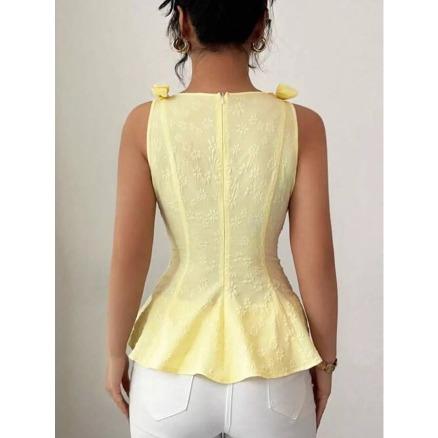 Bow Shoulder Peplum Tank Apparel and Accessories