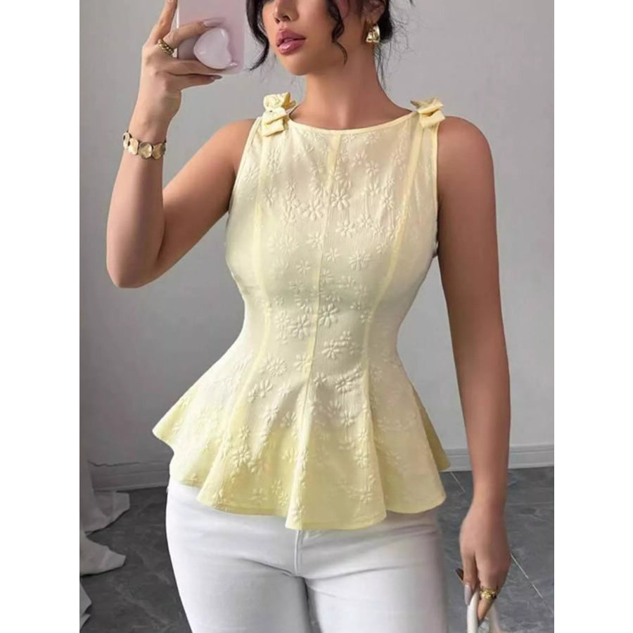 Bow Shoulder Peplum Tank Apparel and Accessories