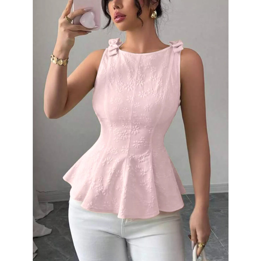 Bow Shoulder Peplum Tank Apparel and Accessories
