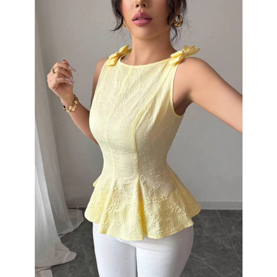 Bow Shoulder Peplum Tank Apparel and Accessories