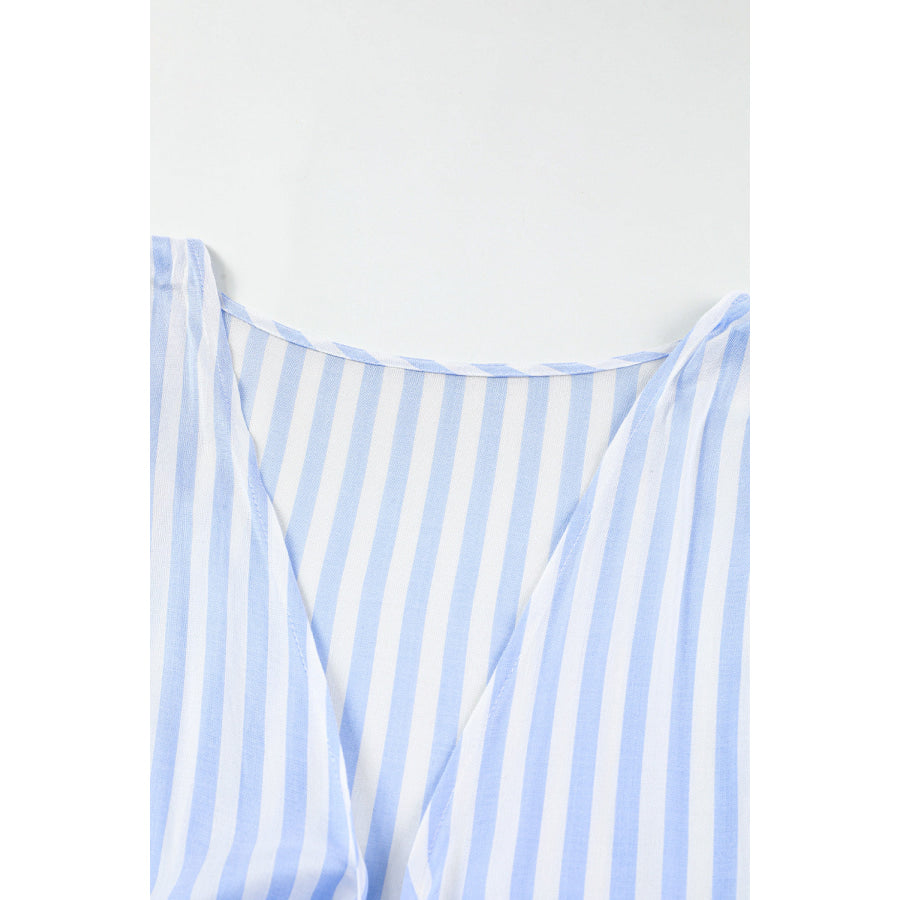 Bow Striped Kimono Sleeve Romper Apparel and Accessories