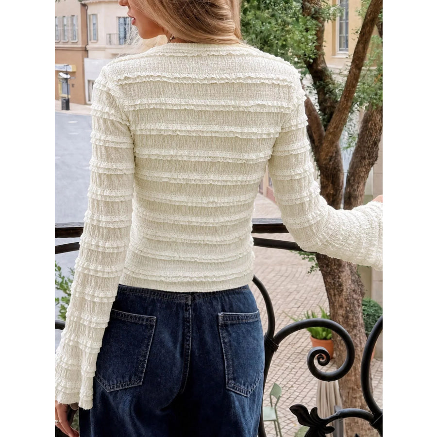 Bow Textured Long-Sleeve T-Shirt Apparel and Accessories