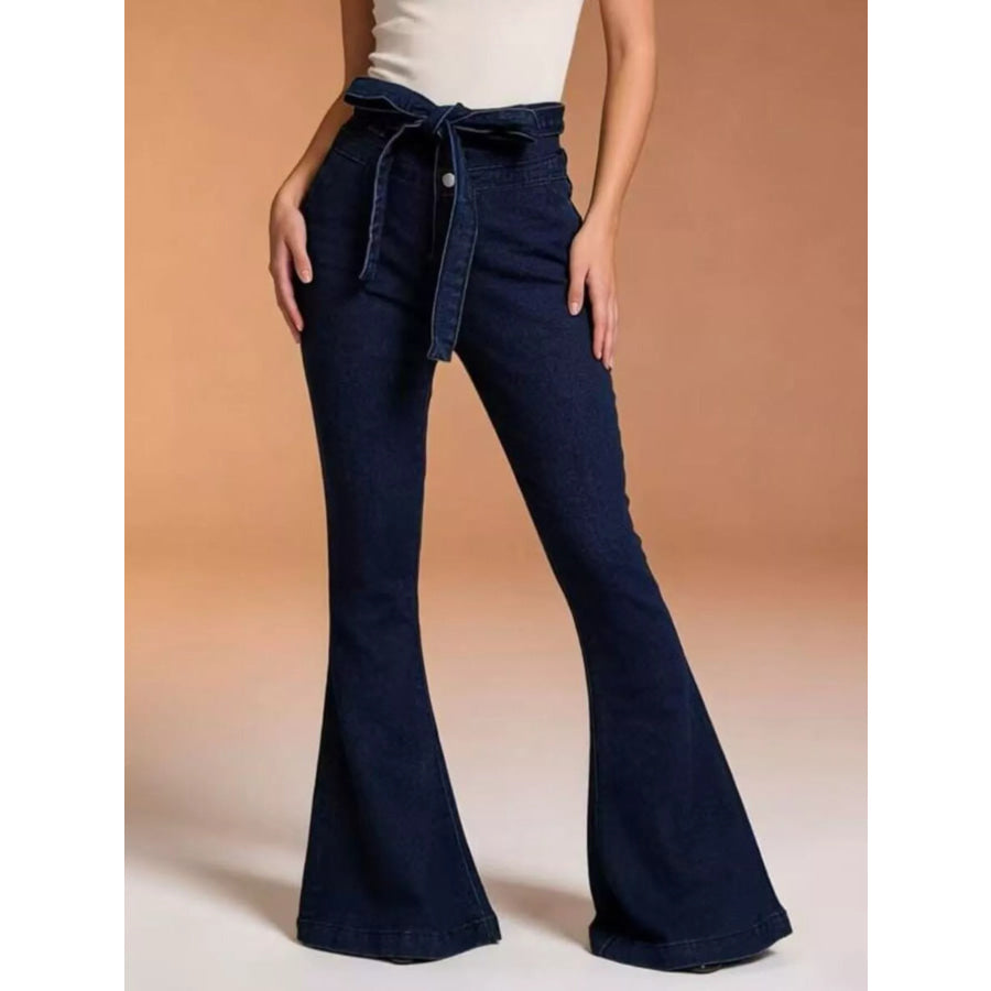 Bow-Tie High-Waisted Flare Jeans Apparel and Accessories