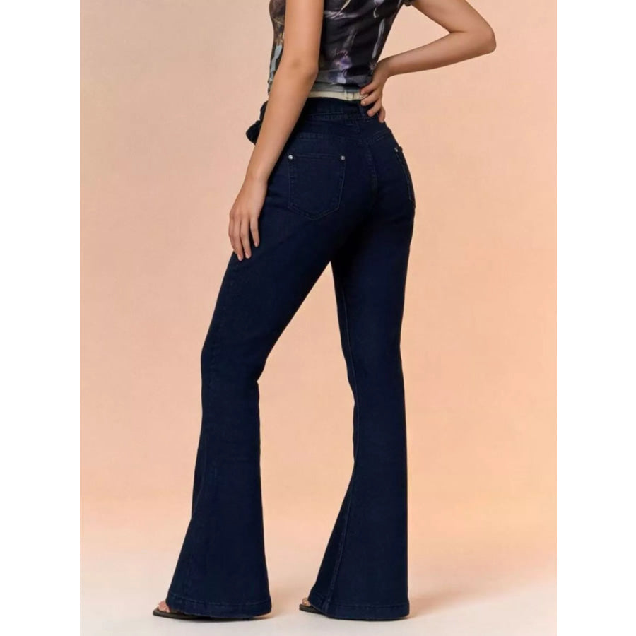 Bow-Tie High-Waisted Flare Jeans Apparel and Accessories