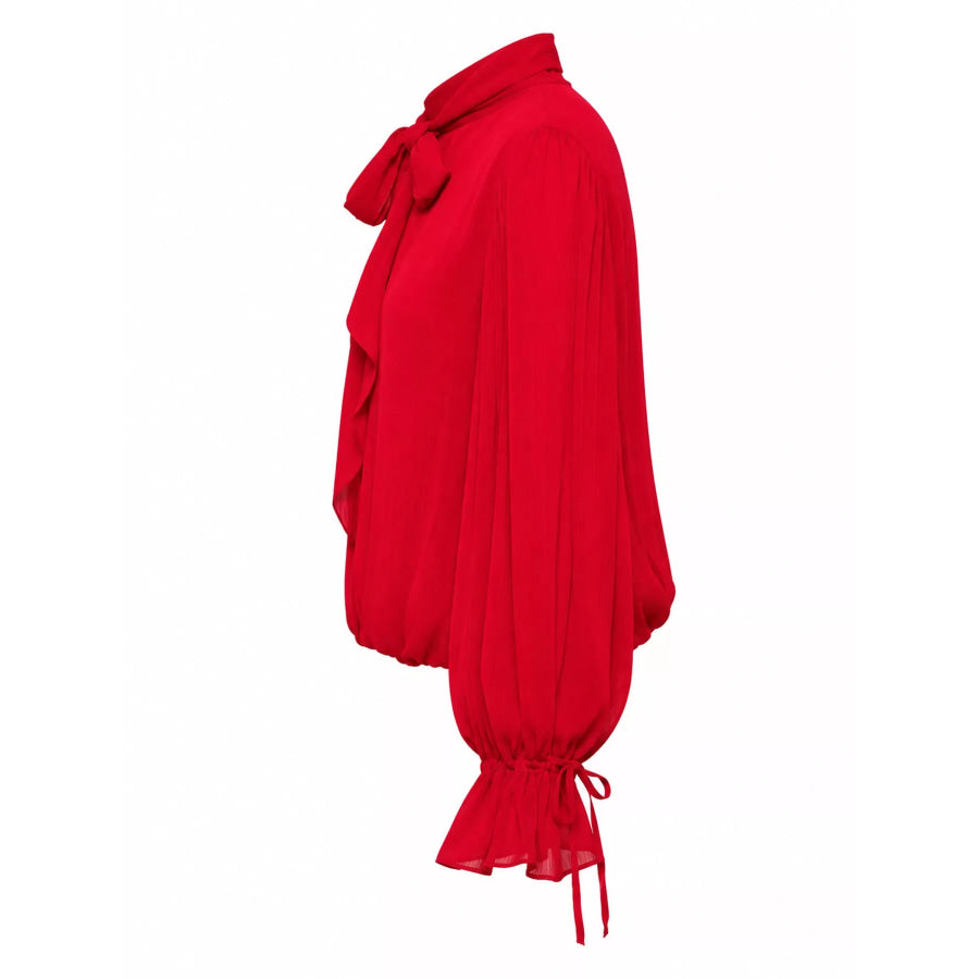 Bow-Tie Neck Flounce Sleeve Blouse Apparel and Accessories