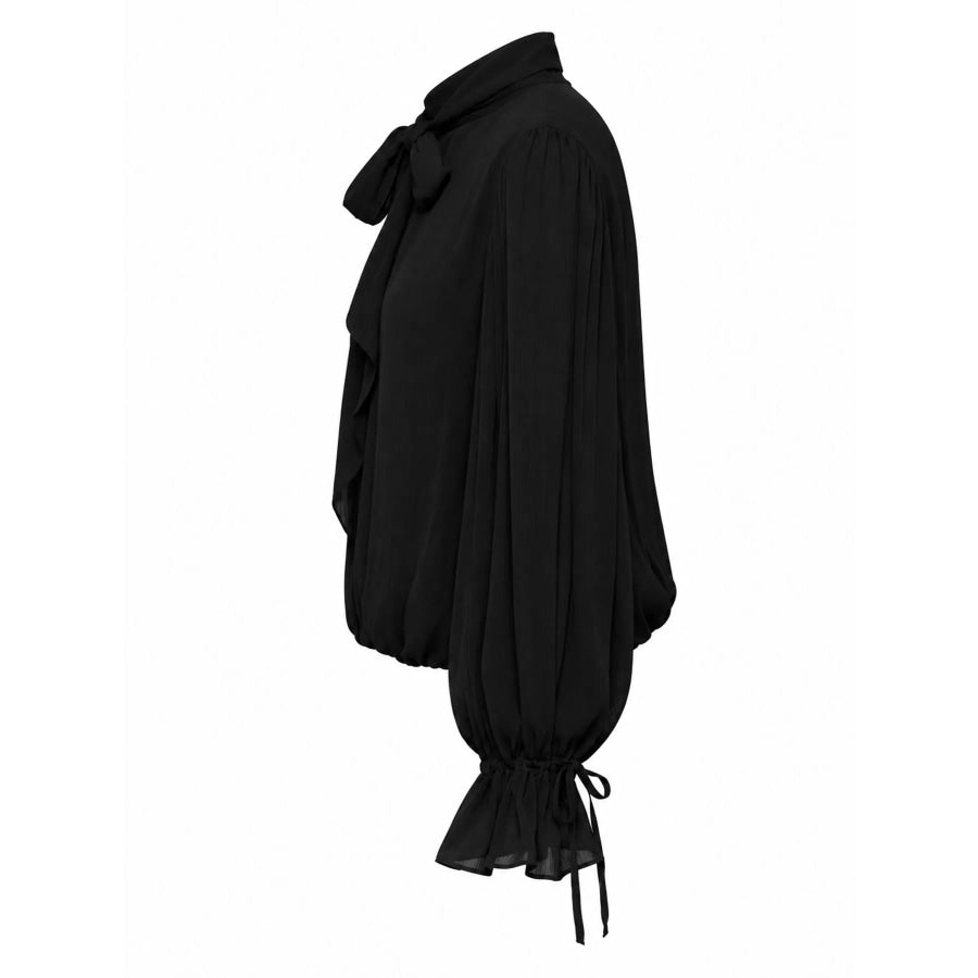 Bow-Tie Neck Flounce Sleeve Blouse Apparel and Accessories
