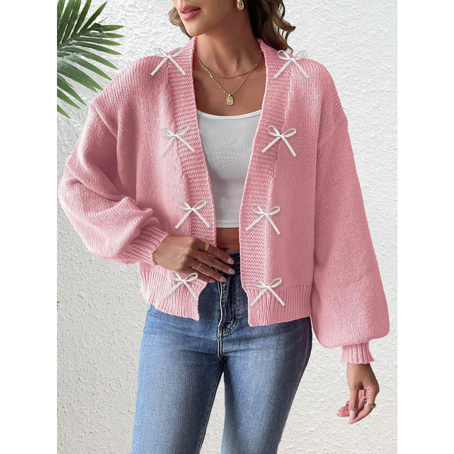 Bow-Tie Open Front Knit Cardigan Apparel and Accessories