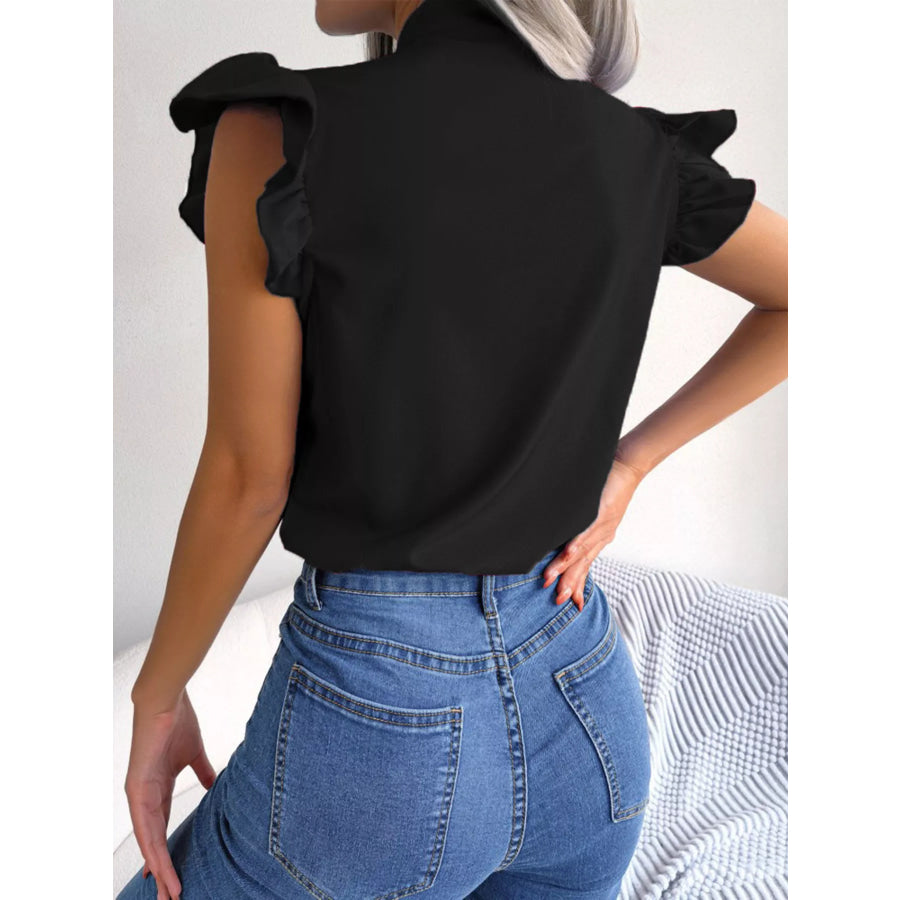 Bow Tie Ruffle Sleeve Blouse Apparel and Accessories