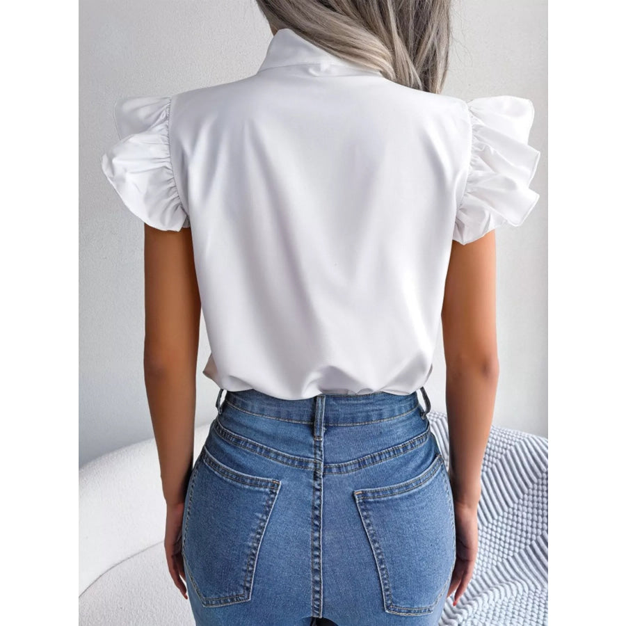 Bow Tie Ruffle Sleeve Blouse Apparel and Accessories