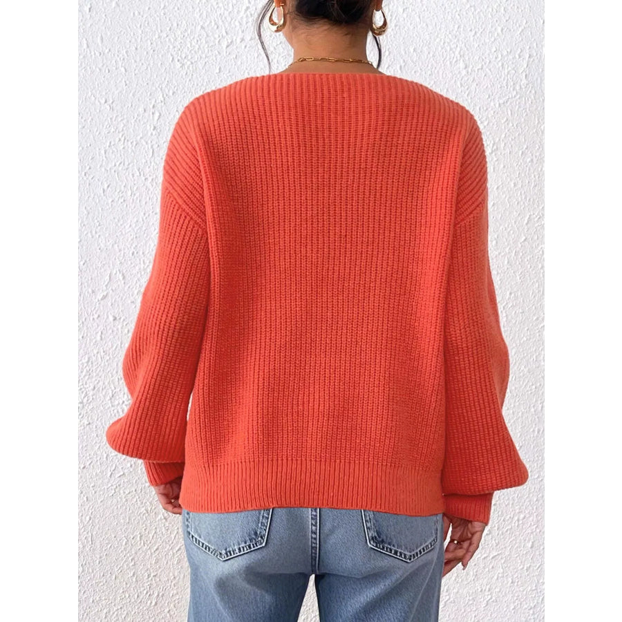 Bow-Tie Sleeve V-Neck Sweater Apparel and Accessories