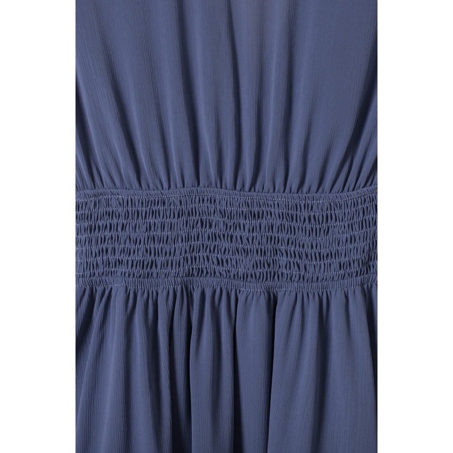Bow-Tie V-Neck Ruffle Hem Mini Dress Apparel and Accessories