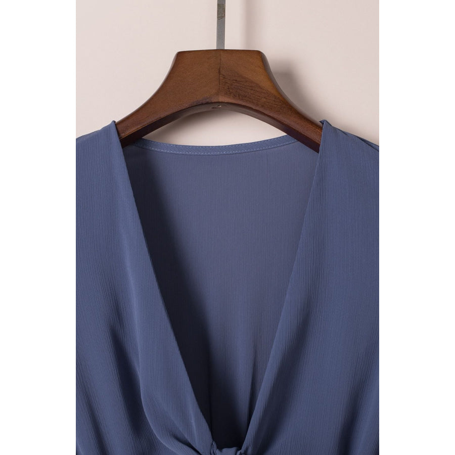 Bow-Tie V-Neck Ruffle Hem Mini Dress Apparel and Accessories