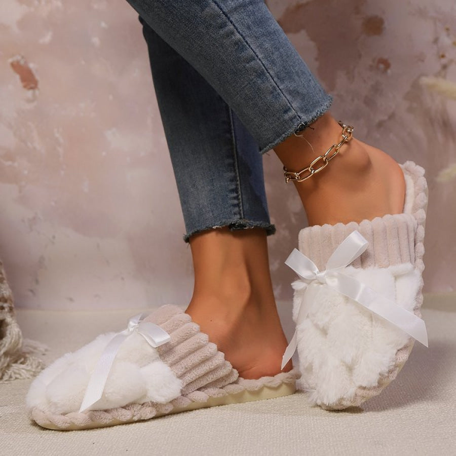 Bow Trim Contrast Slippers Apparel and Accessories