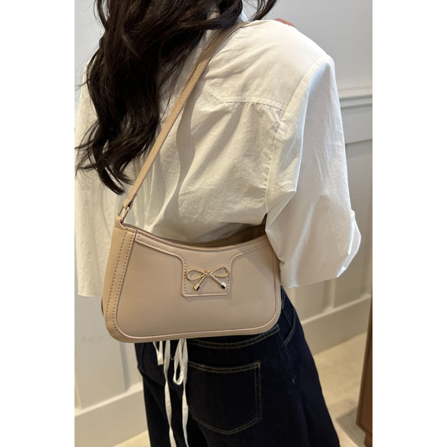 Bow Trim PU Leather Shoulder Bag Apparel and Accessories