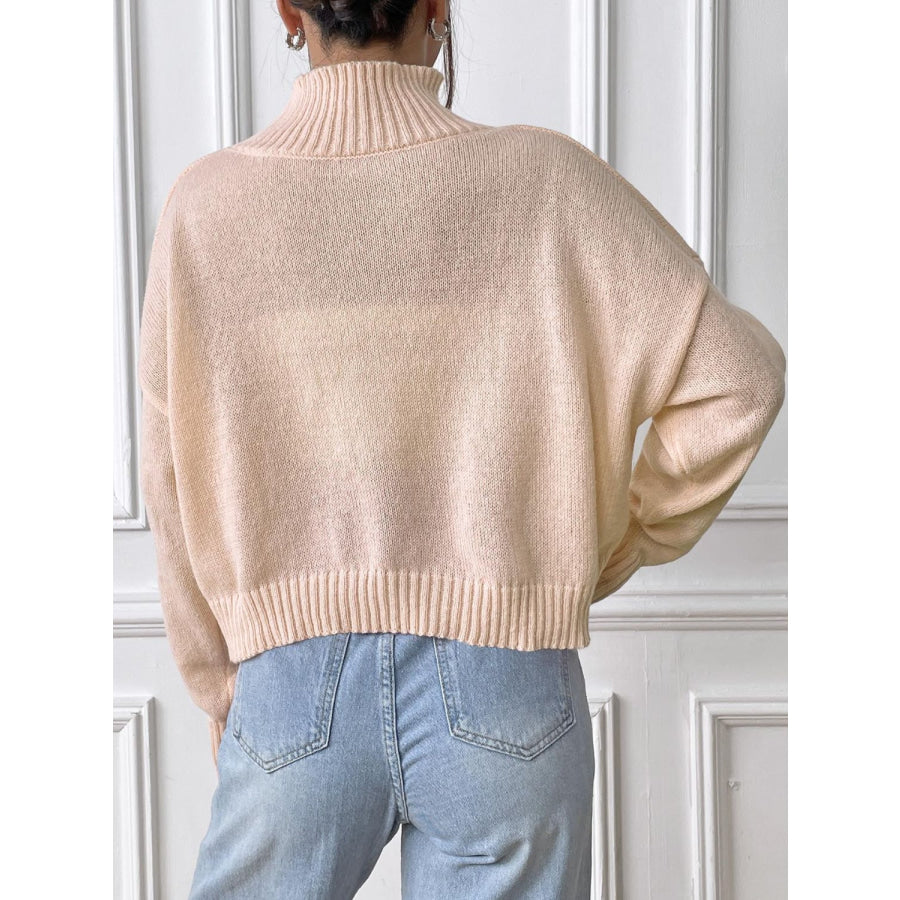 Bow Turtleneck Long Sleeve Sweater Apparel and Accessories