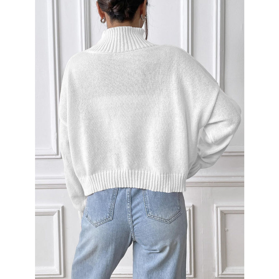 Bow Turtleneck Long Sleeve Sweater Apparel and Accessories