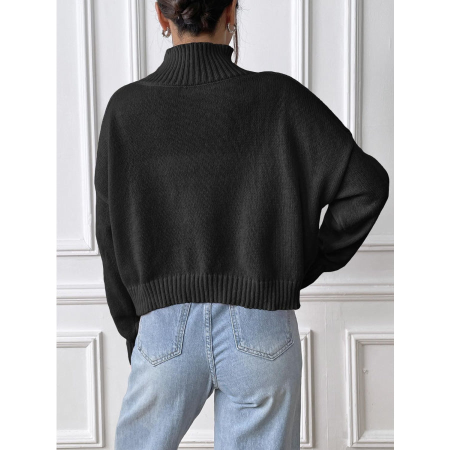 Bow Turtleneck Long Sleeve Sweater Apparel and Accessories