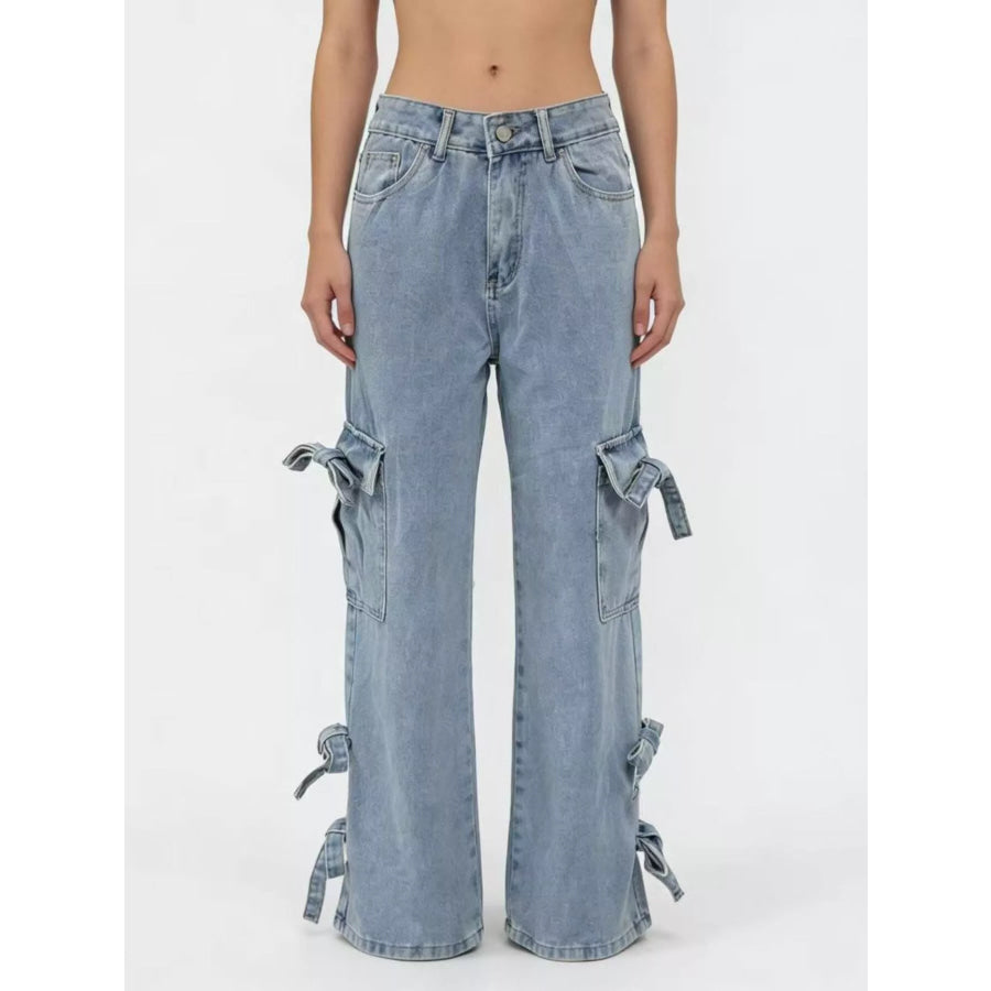 Bow Wide Leg Jeans Apparel and Accessories
