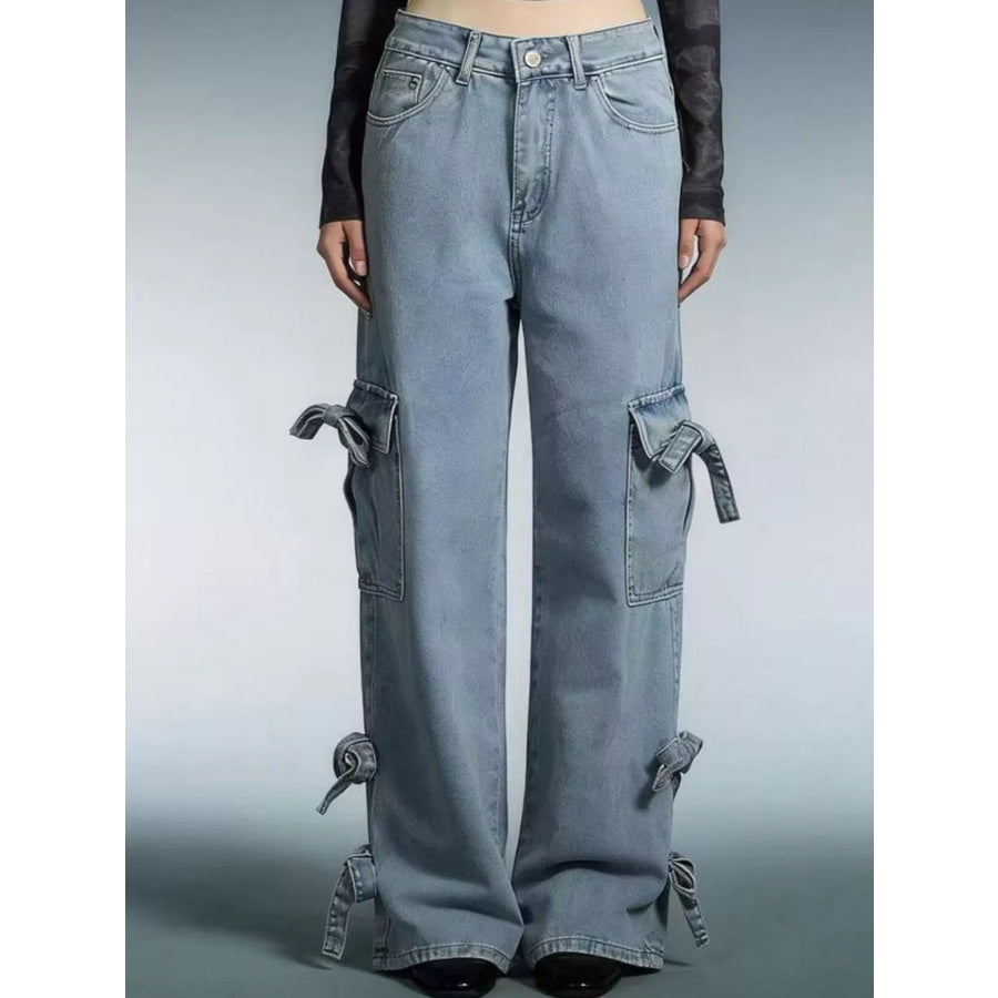Bow Wide Leg Jeans Apparel and Accessories