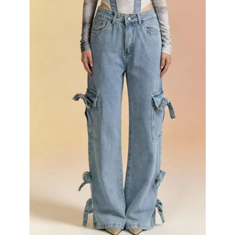 Bow Wide Leg Jeans Apparel and Accessories