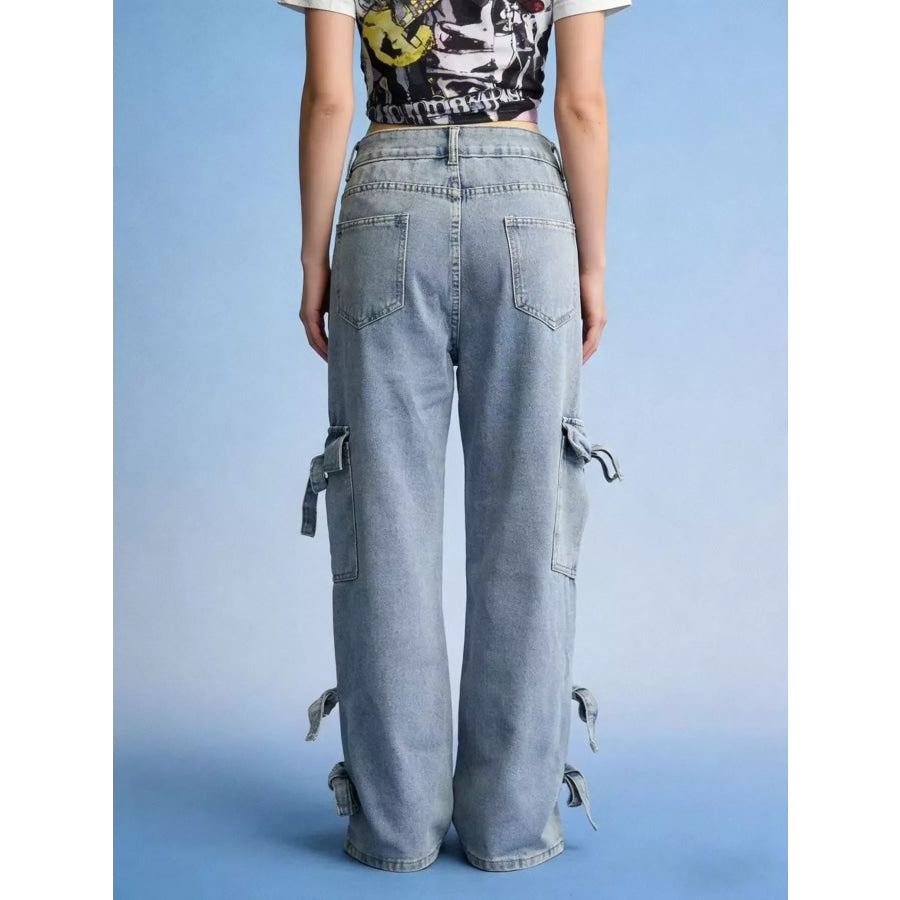 Bow Wide Leg Jeans Apparel and Accessories