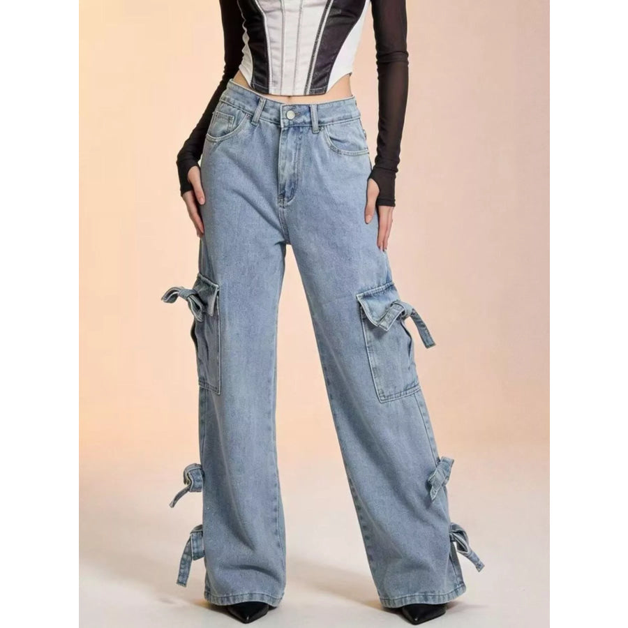 Bow Wide Leg Jeans Apparel and Accessories