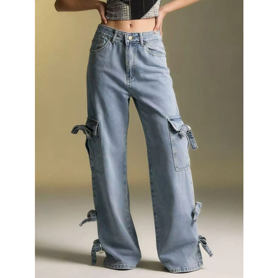Bow Wide Leg Jeans Apparel and Accessories