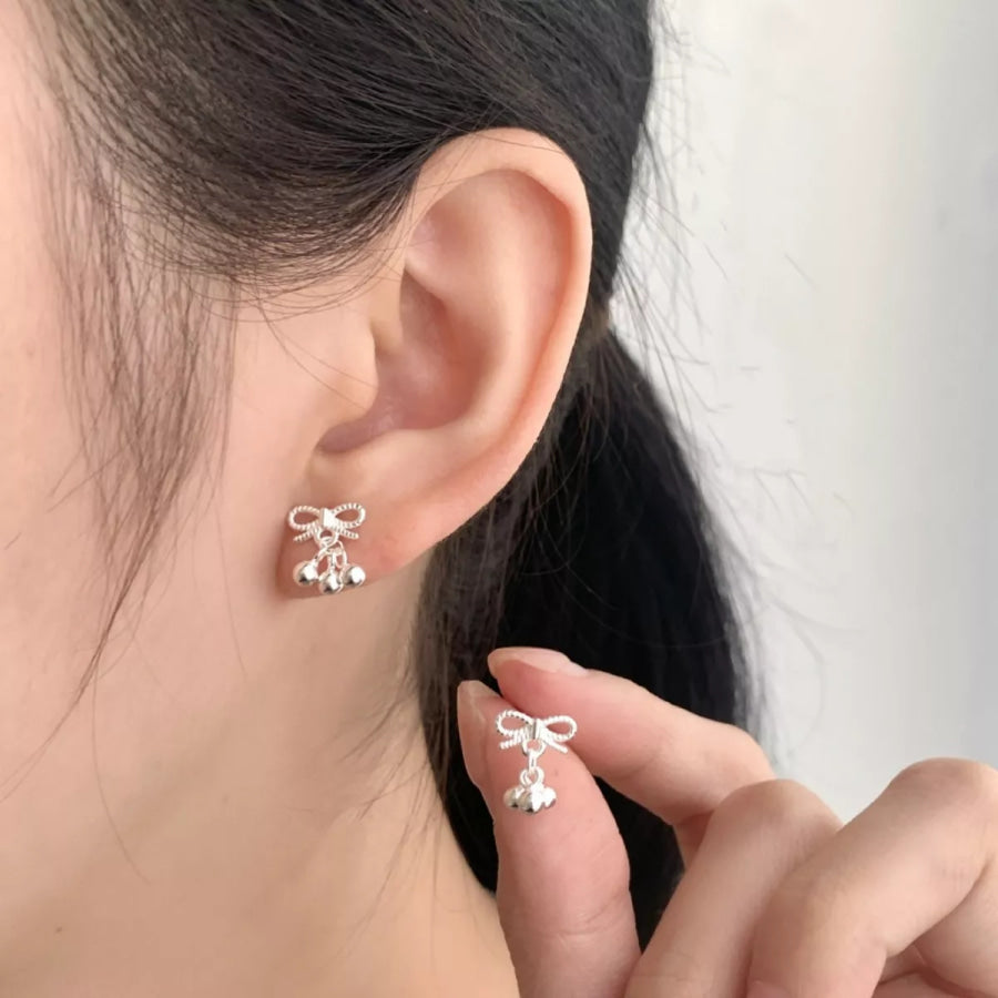 Bowknot Drop Earrings Silver / One Size Apparel and Accessories