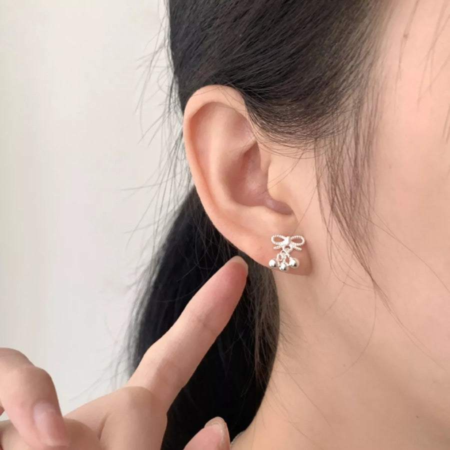 Bowknot Drop Earrings Silver / One Size Apparel and Accessories