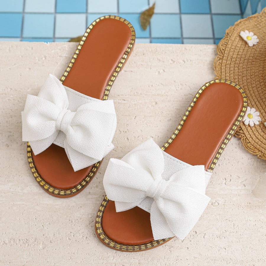 Bowknot Embellished Flat Sandals Apparel and Accessories