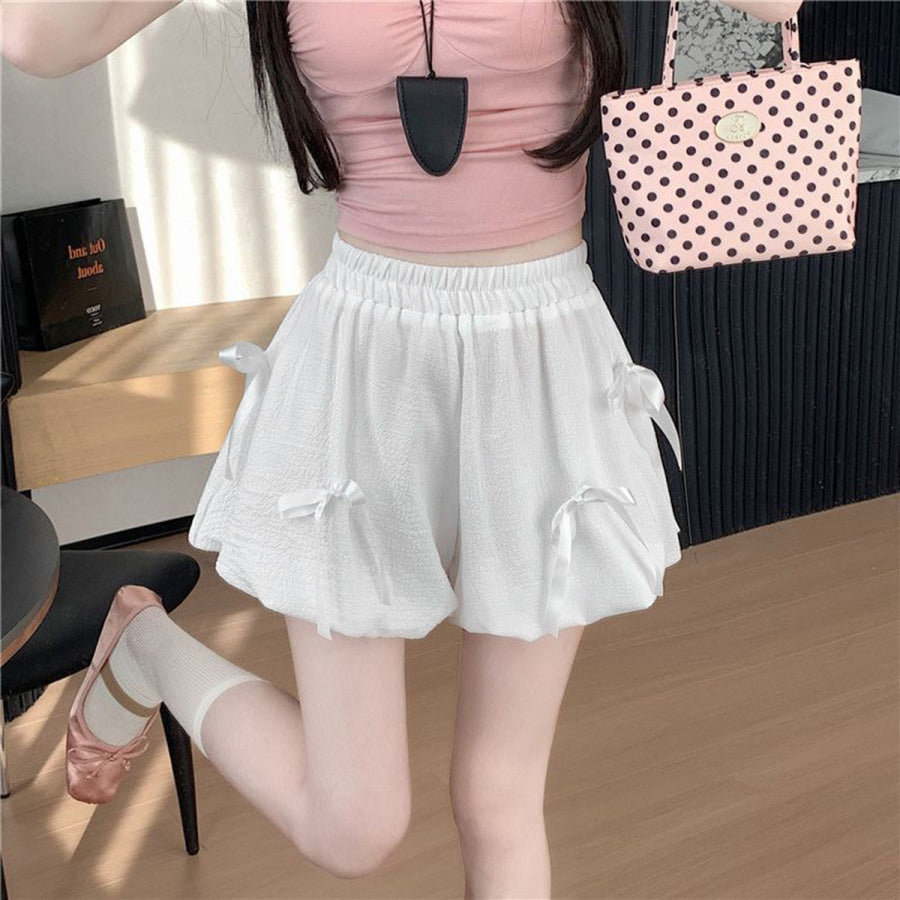 Bowknot High Waist Bubble Skirt Apparel and Accessories
