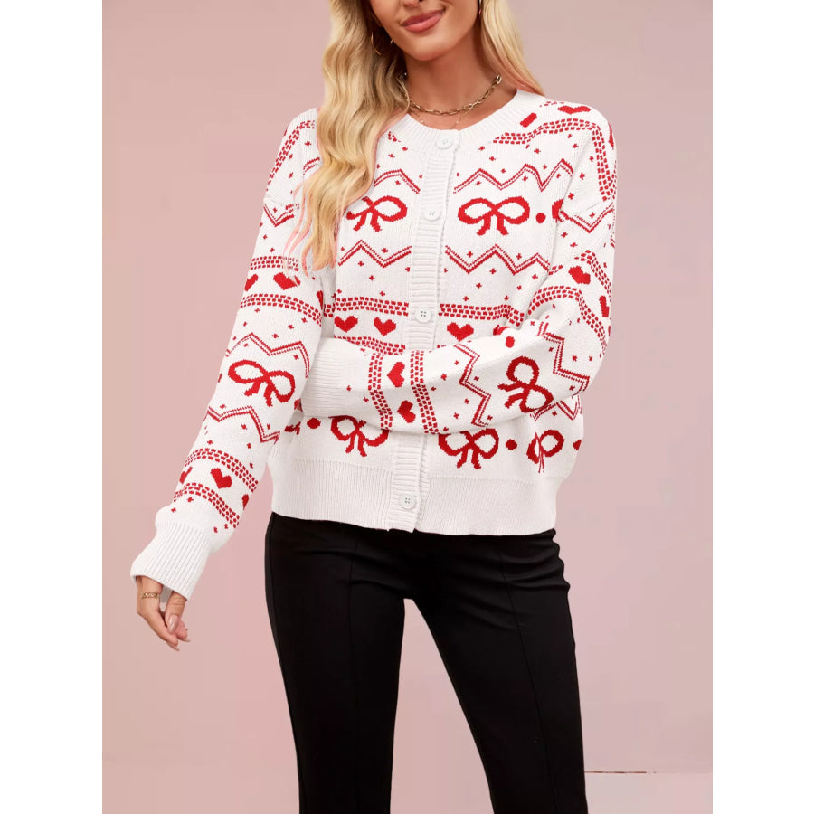 Bowknot Pattern Knit Cardigan Apparel and Accessories