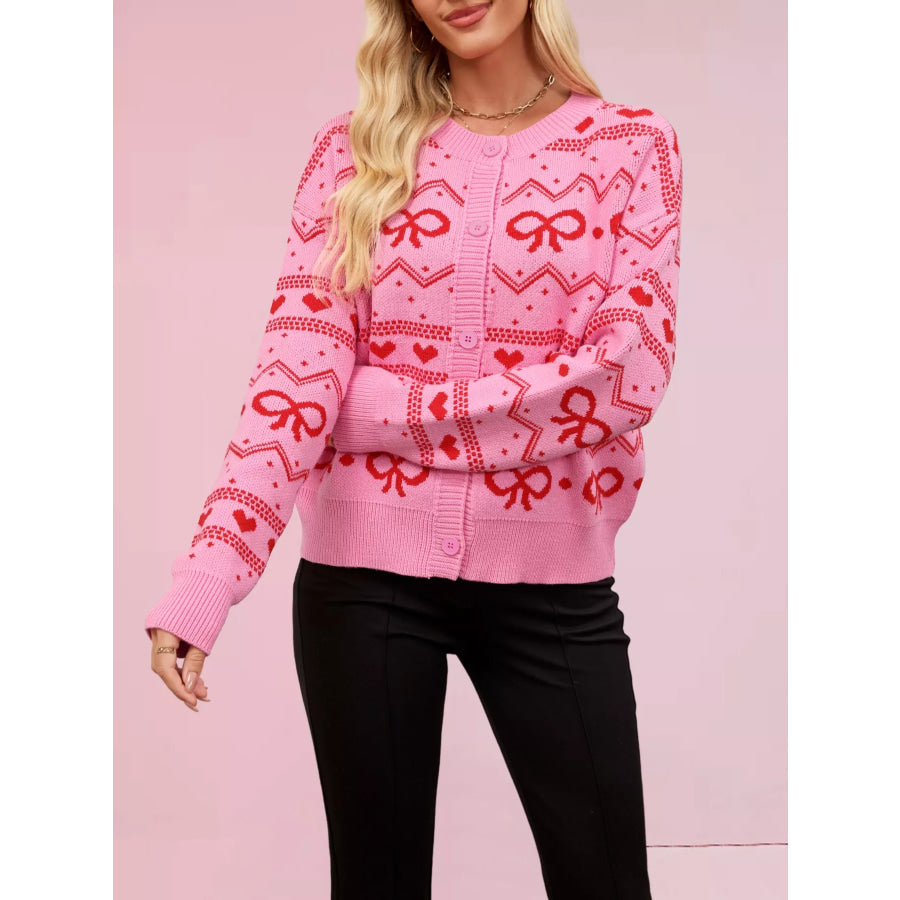 Bowknot Pattern Knit Cardigan Apparel and Accessories
