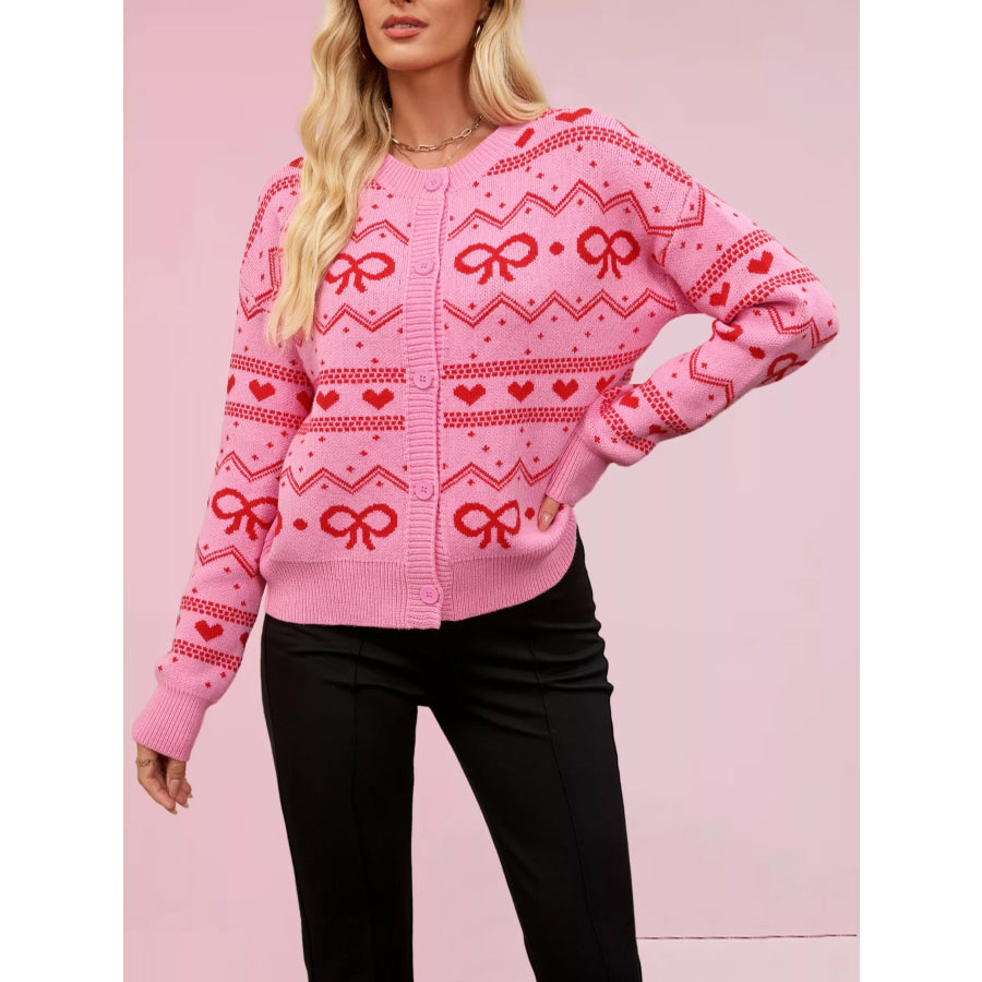 Bowknot Pattern Knit Cardigan Apparel and Accessories