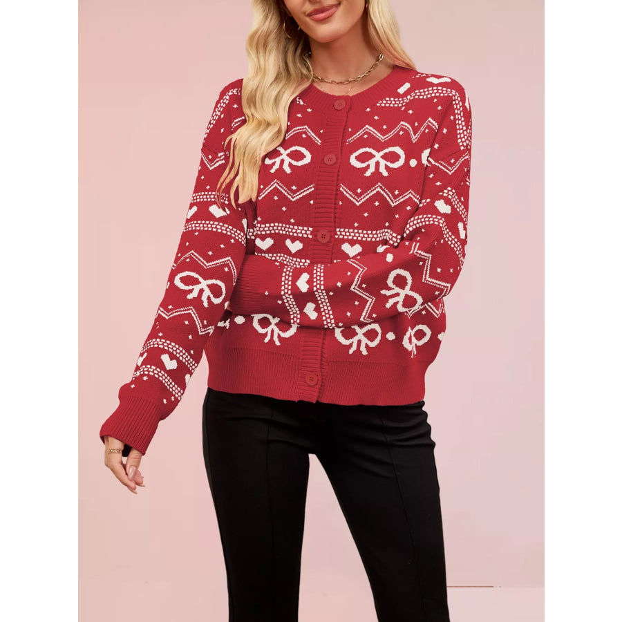 Bowknot Pattern Knit Cardigan Apparel and Accessories