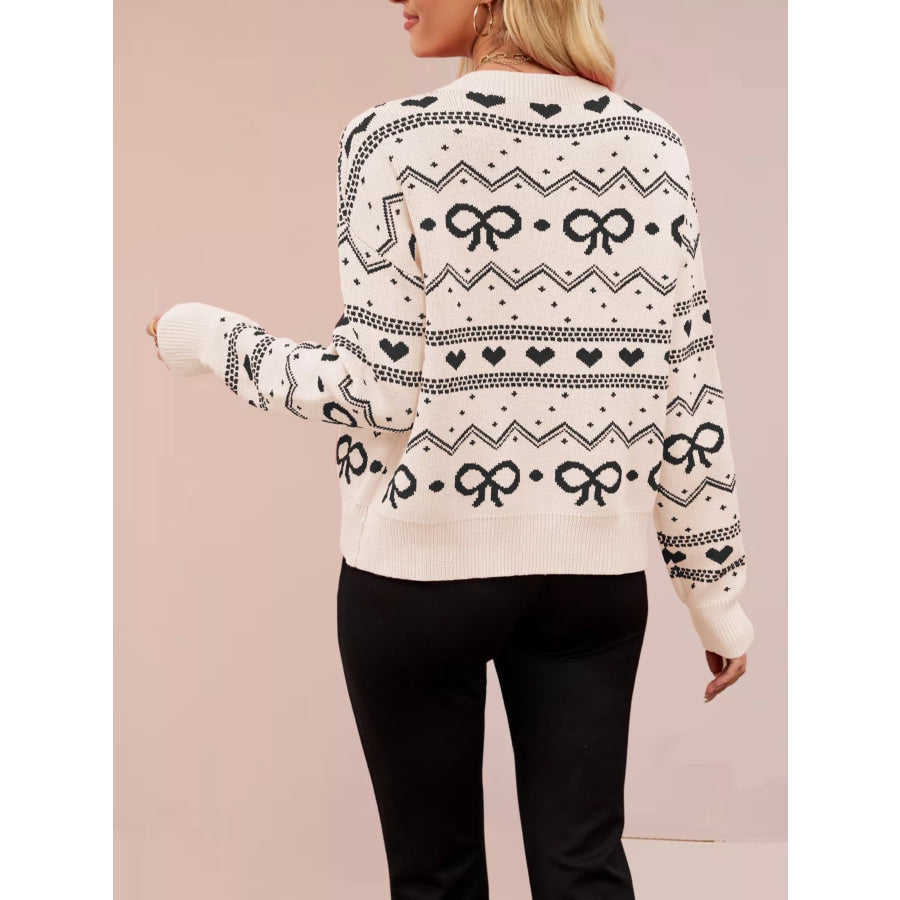 Bowknot Pattern Knit Cardigan Apparel and Accessories