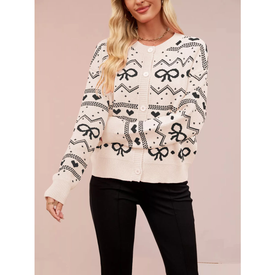 Bowknot Pattern Knit Cardigan Apparel and Accessories
