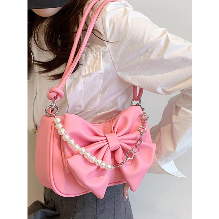 Bowknot Pearl Chain Shoulder Bag Apparel and Accessories