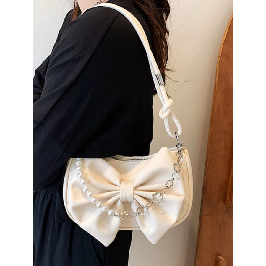 Bowknot Pearl Chain Shoulder Bag Apparel and Accessories