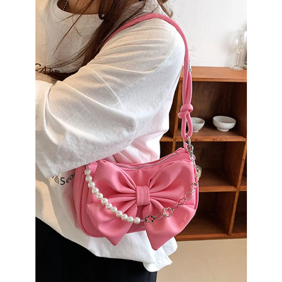 Bowknot Pearl Chain Shoulder Bag Apparel and Accessories