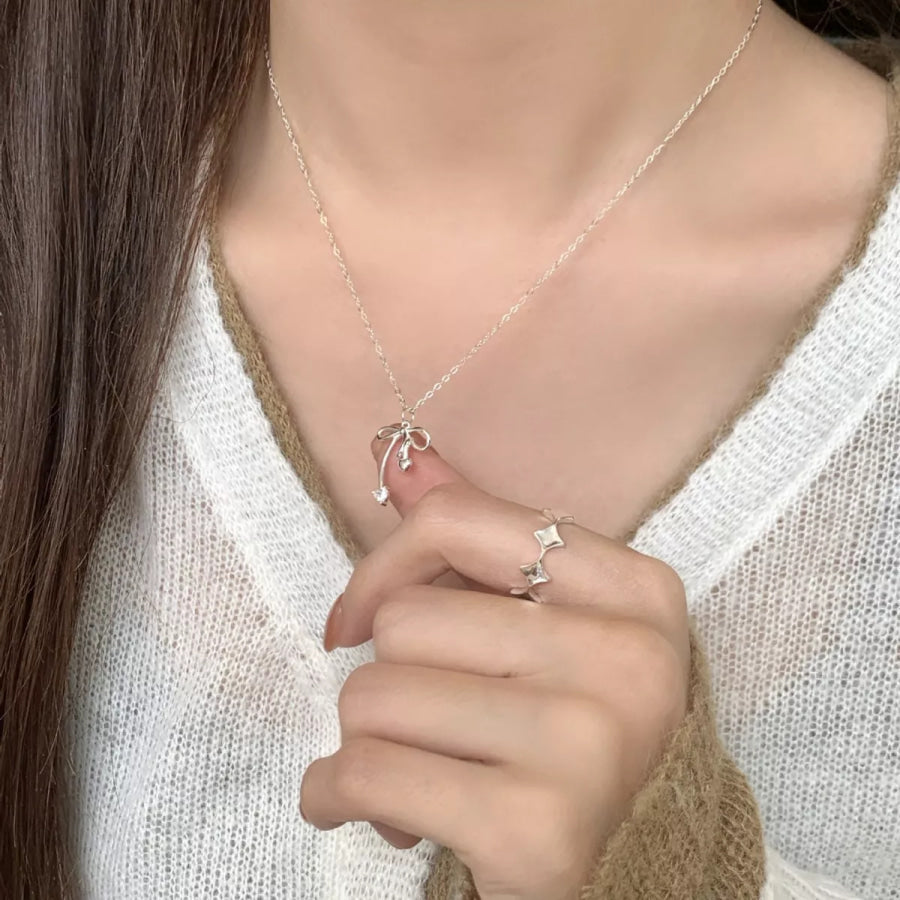 Bowknot Pendant Necklace Silver / One Size Apparel and Accessories