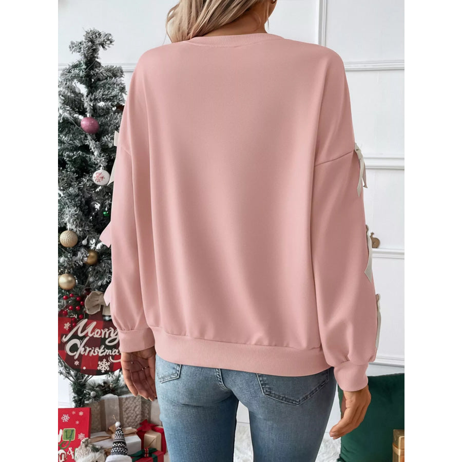 Bowknot Sleeve Round Neck Sweatshirt Apparel and Accessories