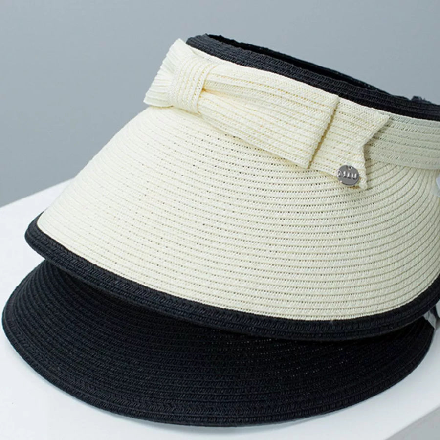 Bowknot Straw Sun Visor Hat Apparel and Accessories